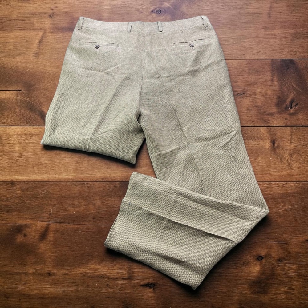 Linea Naturale Luxe Tessuti di Sondrio 100% Linen Pants Italy Tan Brown W38xL34 - Picture 2 of 11
